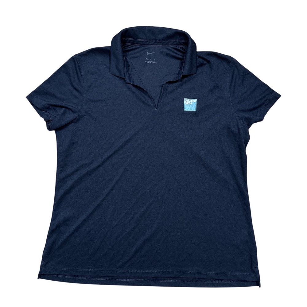 Nike Goldman Sachs Logo Micro Pique 2.0 Open Collar Polo Shirt Womens XL
